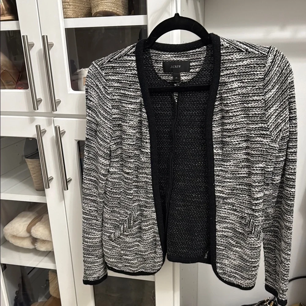 J. Crew Women's Striped Black and White Cardigan